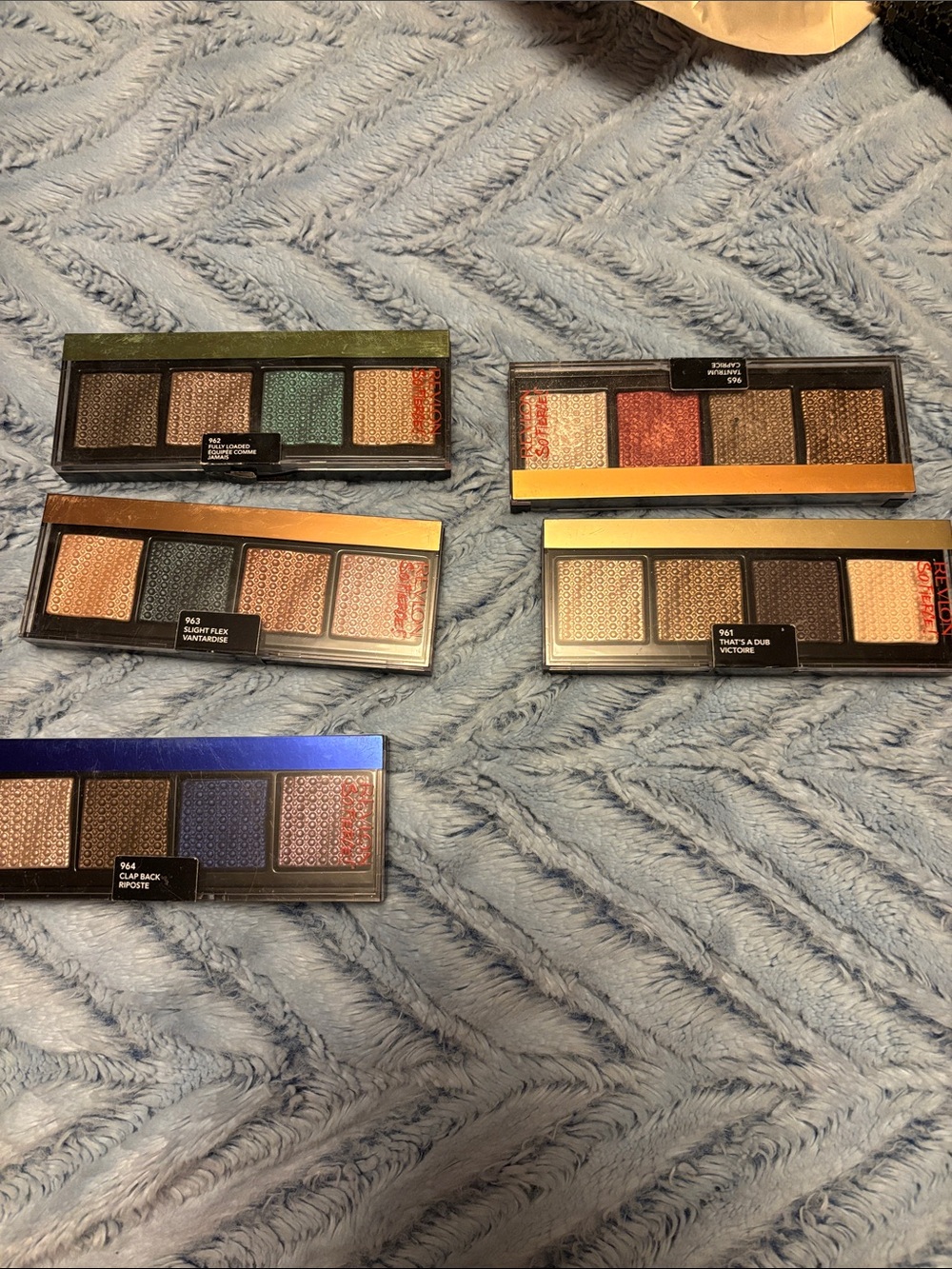 Revlon Eyeshadow Palettes — Brown, Gold, Green, Blue, Copper Hues